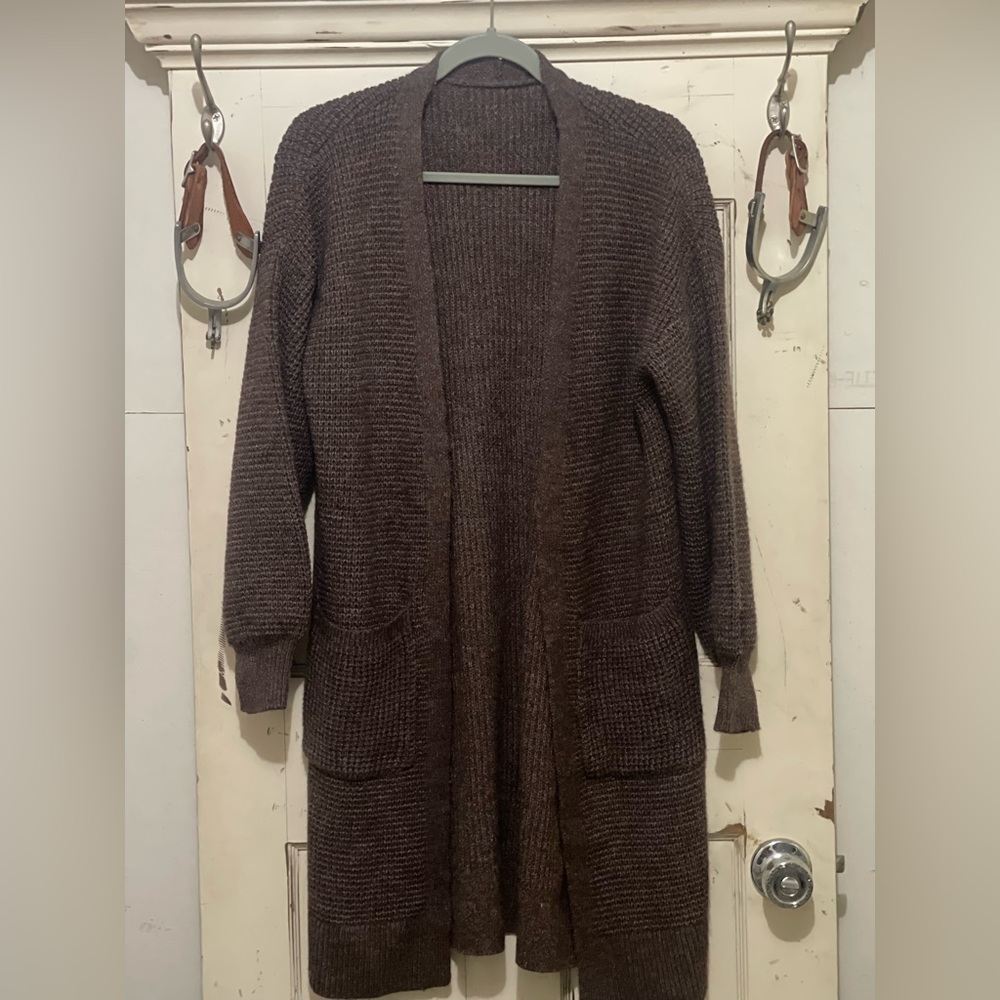 Cozy Brown Knit Cardigan Sweater (Like New)
